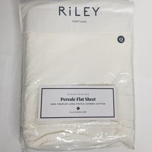 Rilley Luxury Queen Size Percale Flat Sheet - White - New